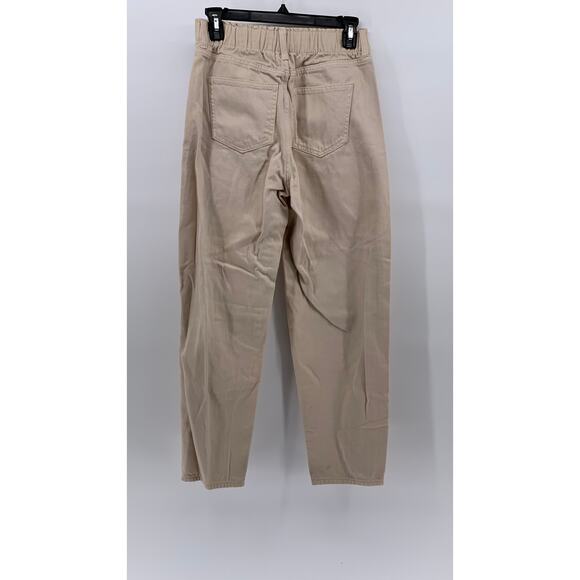 H&M Women's Tan High-Waist Twill Casual Trousers SZ 2 - Picture 2 of 11